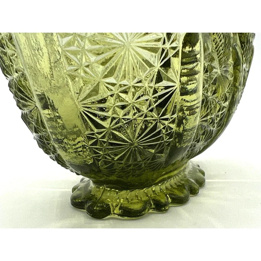 Fenton Art Glass Colonial Green Glass‎ Basket American Classic Twig Handle EUC
